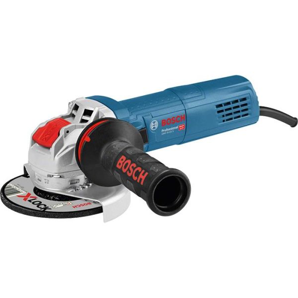 Vinkelslip Bosch GWX 9-115 S med X-LOCK och hantverkarväska, 900 W