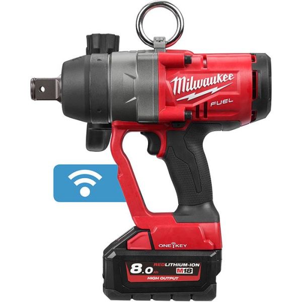 Muttertrekker Milwaukee M18 ONEFHIWF1-802X med 8,0 Ah-batterier og lader