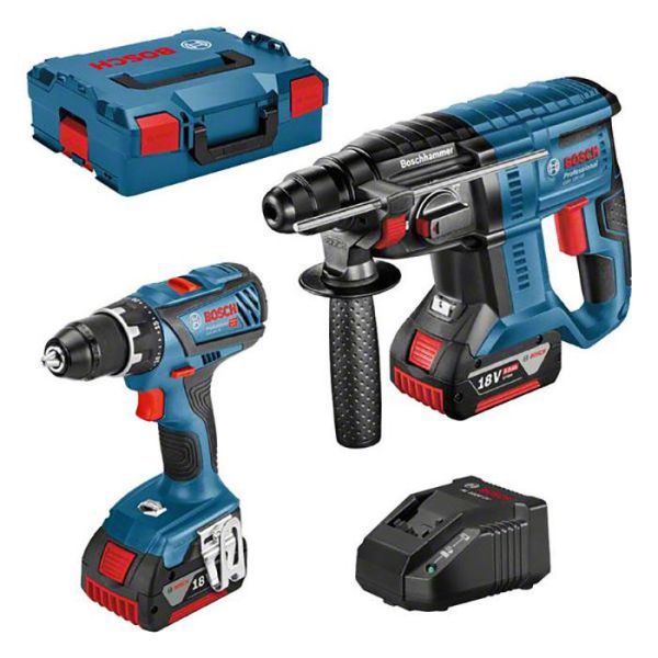 Bosch 0615990K3Z Verktygspaket med batterier och laddare – Bosch Bosch GSR 18V EC + GBH 18V 20 Verktygspaket + Borrhammare