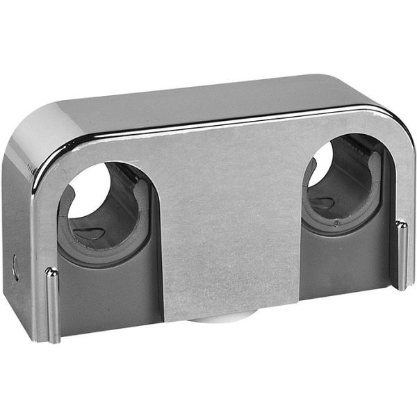 Rörklammer Faluplast 14005 krom, dubbel, med snäpplock, 12/15 mm