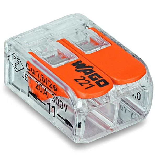Kopplingsklämma Wago 221-412 2-pol, 100-pack