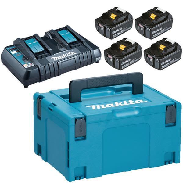 Makita Powerpack 198091 4 Ladepakke 4 stk. 6,0 Ah + lader og Ryobi Lader med LED indikator 36V KIT Komplett.no