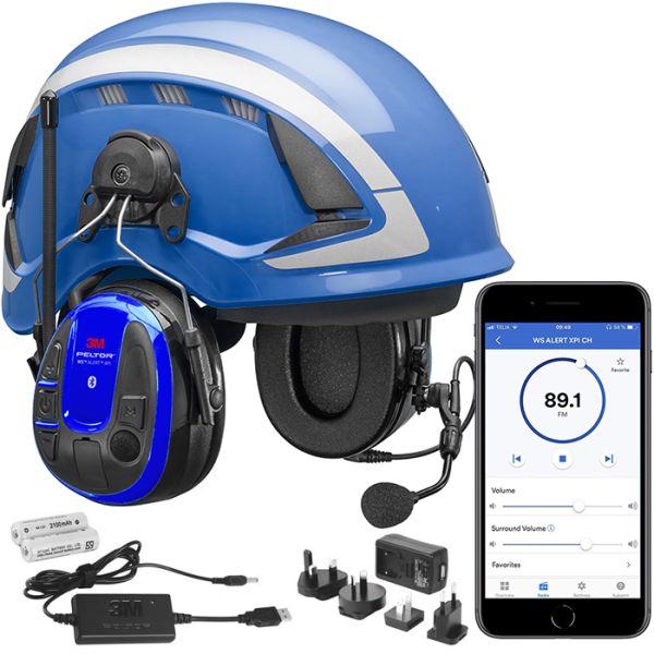 Kuulonsuojainpaketti 3M Peltor WS Alert XPI kypärä, mobiilisovellus, latauspakkaus