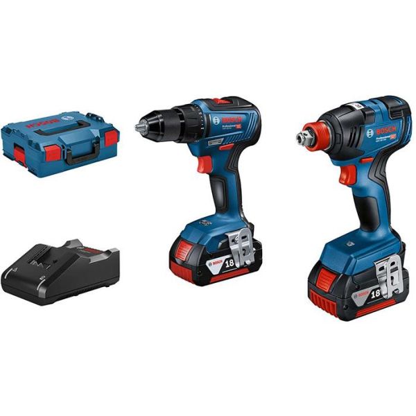 Bosch GDX 18V 200 + GSR 18V 55 Verktygspaket med L BOXX, 4 Bosch GSR 18V EC + GBH 18V 20 Verktygspaket + Borrhammare