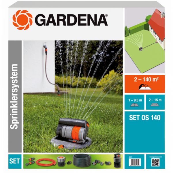 Rektangulærspreder Gardena OS 140 med tilbehør