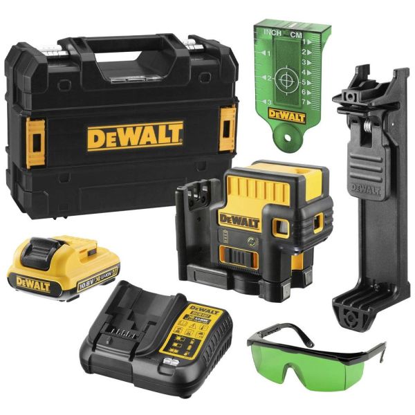 Punktlaser Dewalt DCE085D1G-QW med tilbehør, grønn
