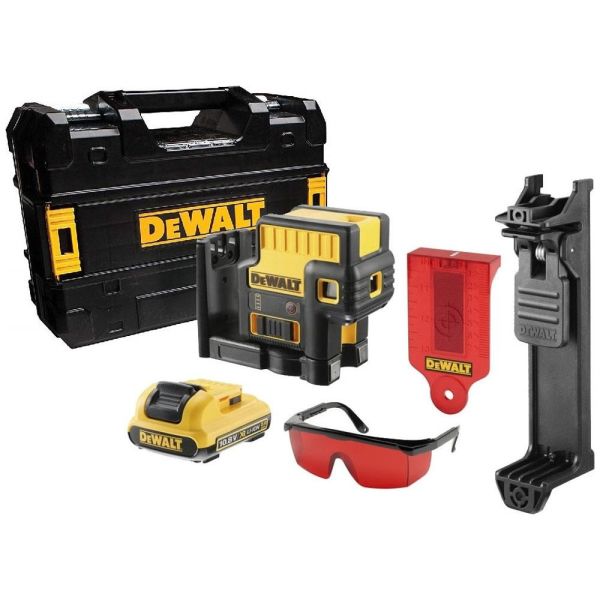 Punktlaser Dewalt DCE085D1R-QW med tilbehør, rød