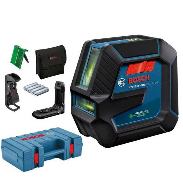 Linjelaser Bosch GLL 2-15/LB10 grønn, med veske og batterier