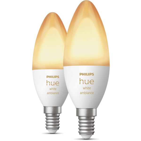 LED-lampe Philips Hue White Ambiance 5,2 W, E14, 2-pakning