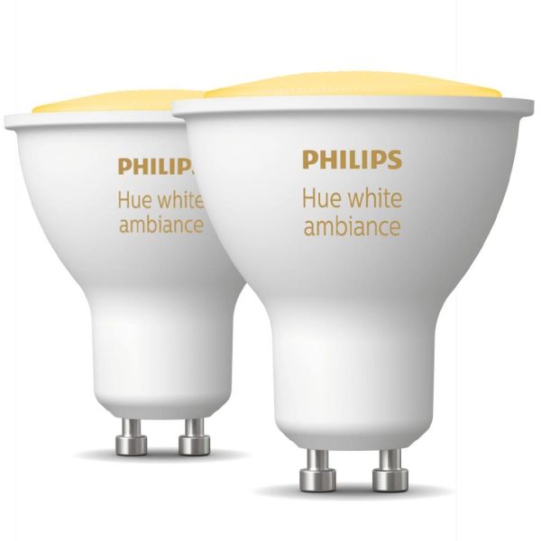 LED-lampe Philips Hue White Ambiance 5 W, GU10, 2-pakning