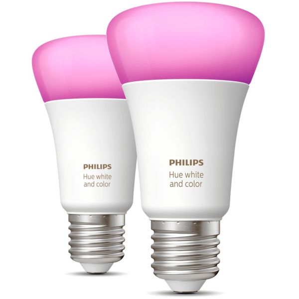 LED-lampe Philips Hue White and Color Ambiance 9 W, E27, A60, 2-pakning